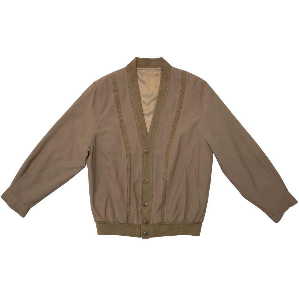 Nodiak (Spain) 70s Vintage Herringbone Knit Trim Cardigan Jacket : M